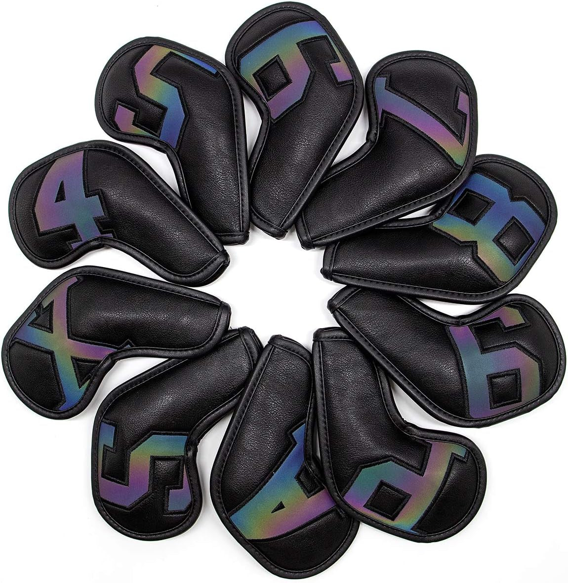 Montale Golf Iron Covers 10Pcs, Golf Iron Head Covers Leather Golf Iron Covers Set Colorful Golf Iron Headcovers,Golf Club Head Covers for Iron Customize & Non-Customiz