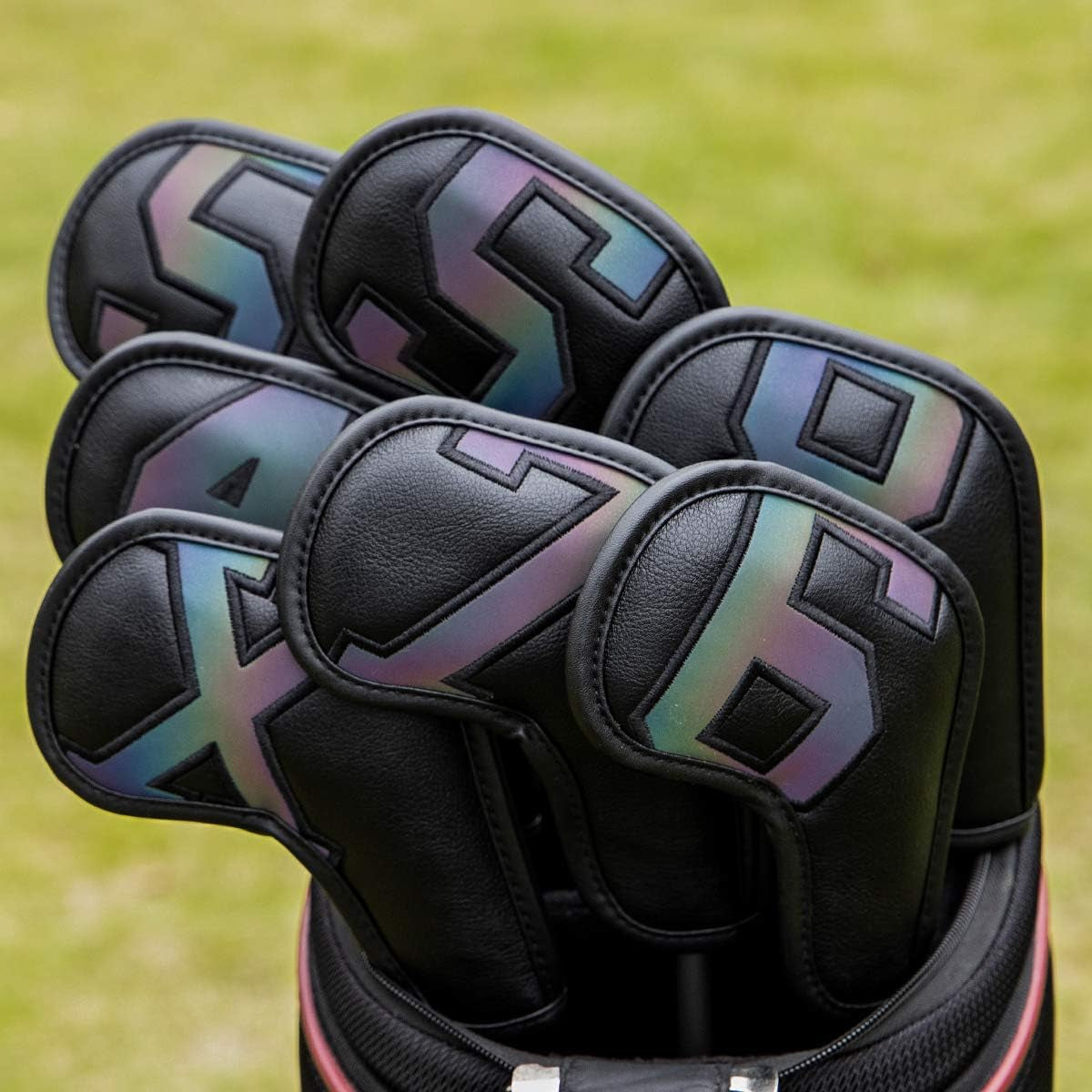 Montale Golf Iron Covers 10Pcs, Golf Iron Head Covers Leather Golf Iron Covers Set Colorful Golf Iron Headcovers,Golf Club Head Covers for Iron Customize & Non-Customiz