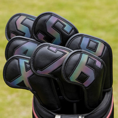 Montale Golf Iron Covers 10Pcs, Golf Iron Head Covers Leather Golf Iron Covers Set Colorful Golf Iron Headcovers,Golf Club Head Covers for Iron Customize & Non-Customiz