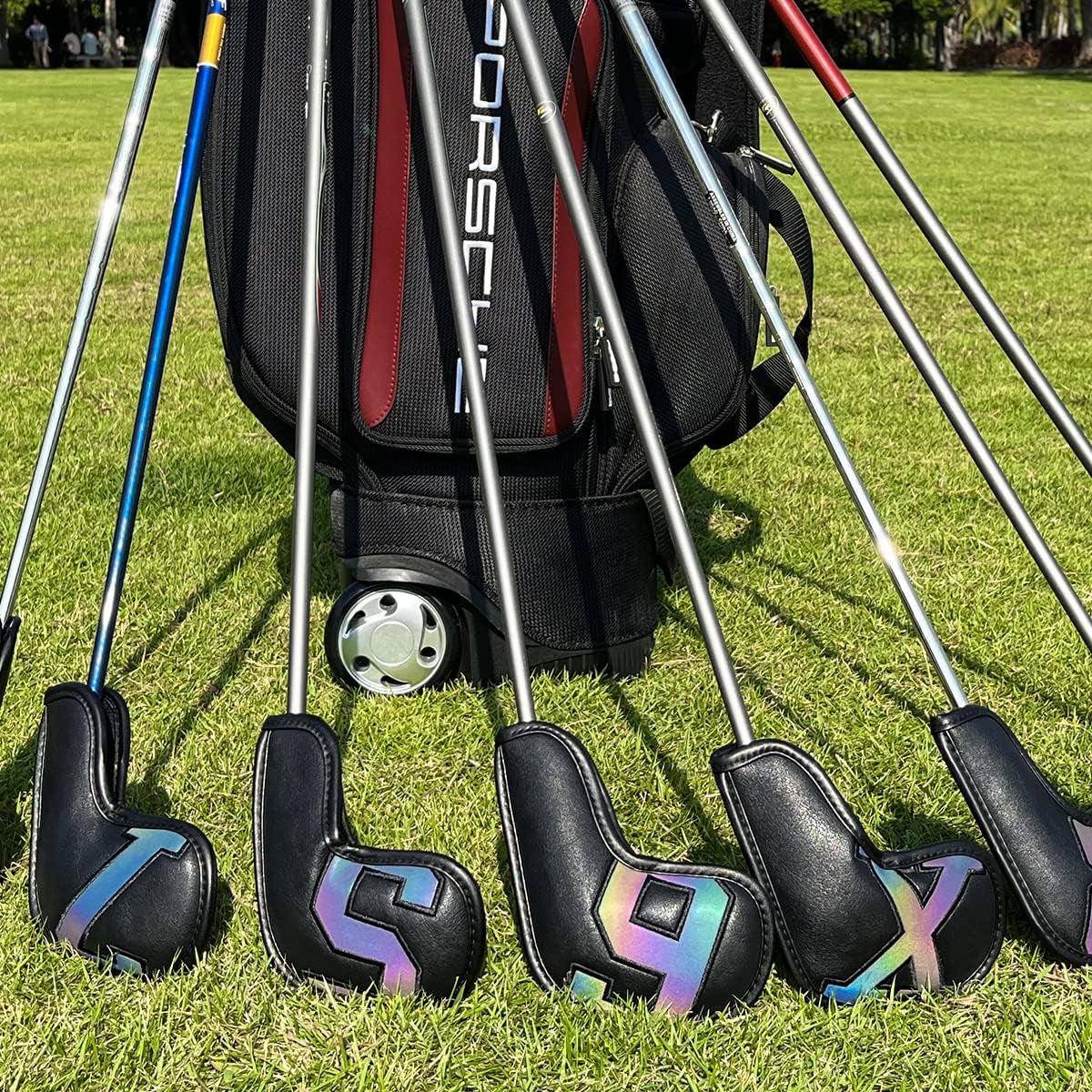 Montale Golf Iron Covers 10Pcs, Golf Iron Head Covers Leather Golf Iron Covers Set Colorful Golf Iron Headcovers,Golf Club Head Covers for Iron Customize & Non-Customiz