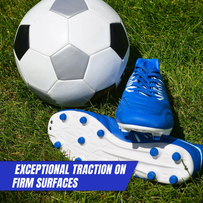 Valencia FG Soccer Cleats for Men and Women | Wide Fit Football Shoes with TPU Studs - ROYAL/WHITE, 6.5