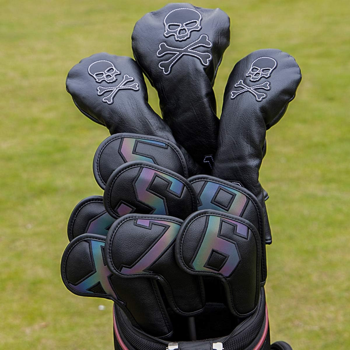 Montale Golf Iron Covers 10Pcs, Golf Iron Head Covers Leather Golf Iron Covers Set Colorful Golf Iron Headcovers,Golf Club Head Covers for Iron Customize & Non-Customiz